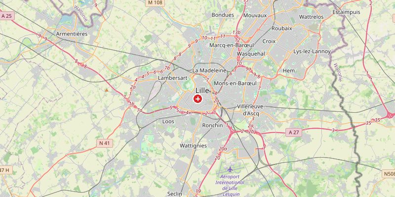 Carte de Lille avec marqueur d'altitude – OpenStreetMap