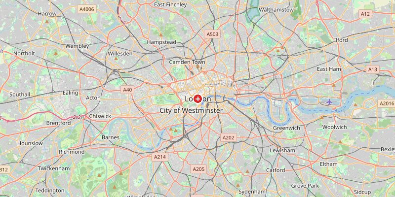 Carte de Londres avec marqueur d'altitude – OpenStreetMap