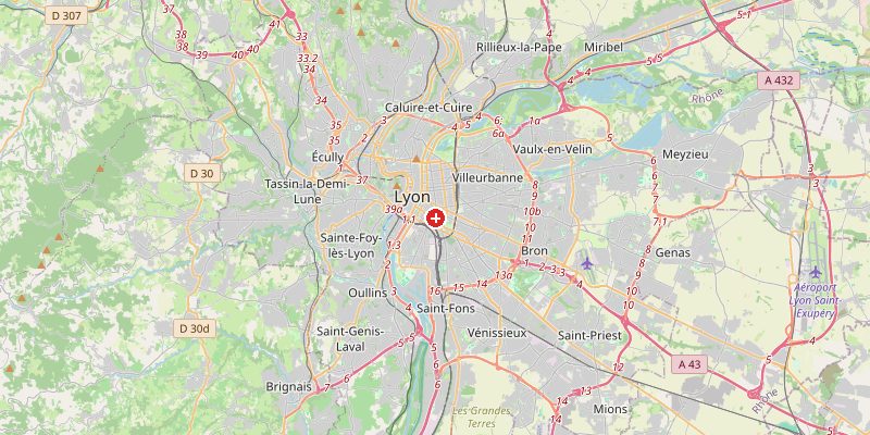 Carte de Lyon avec marqueur d'altitude – OpenStreetMap