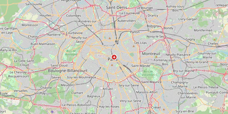 Carte de Paris avec marqueur d'altitude – OpenStreetMap