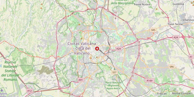 Carte de Rome avec marqueur d'altitude – OpenStreetMap