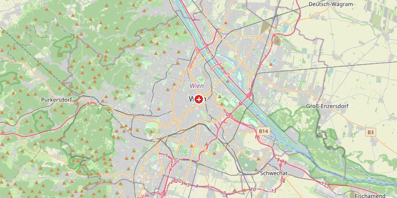 Carte de Vienne avec marqueur d'altitude – OpenStreetMap